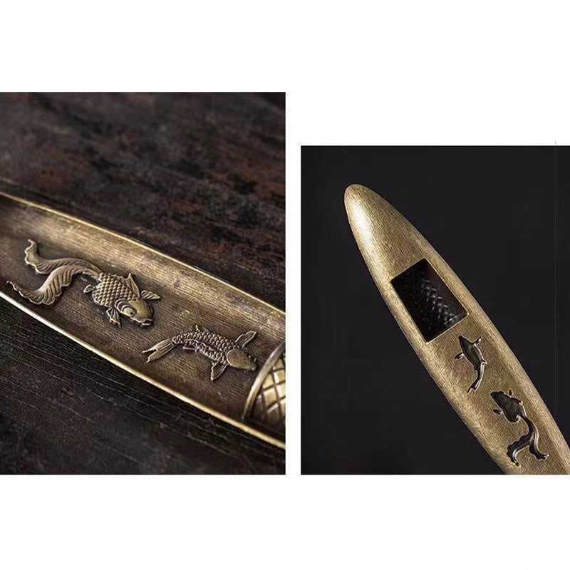 Räuchergefäß aus Zinklegierung mit Fischer-Koi-Fisch, 21,7 cm