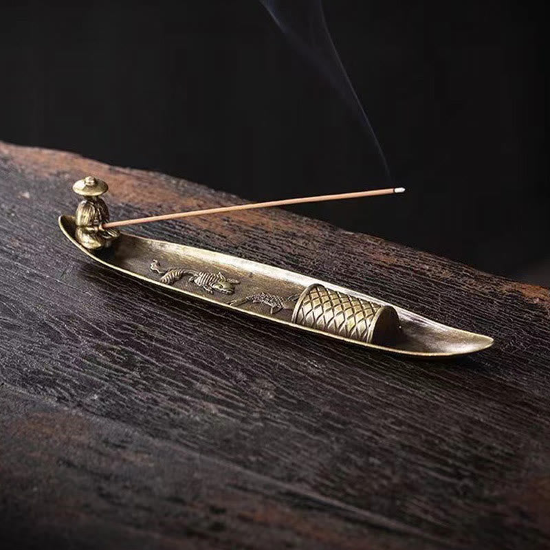 Räuchergefäß aus Zinklegierung mit Fischer-Koi-Fisch, 21,7 cm